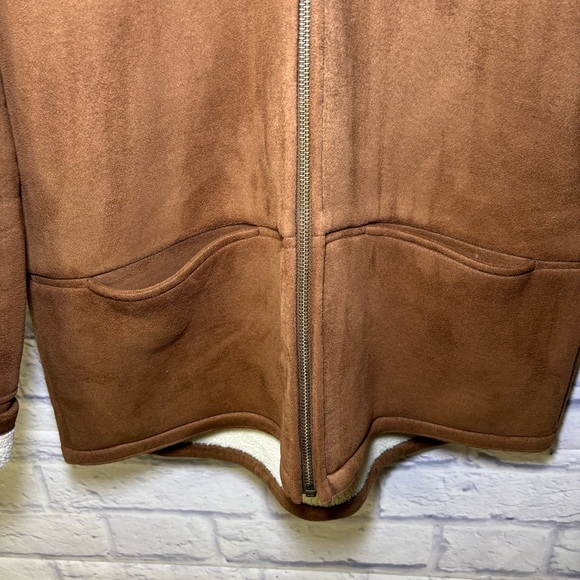 Lauren Ralph Lauren Dry Goods Jacket Sherpa Lined Hooded Coat Brown Women Large - Picture 4 of 14